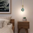 Suspended lamp XL with marine rope and wooden details - Made in Italy - Bulb included