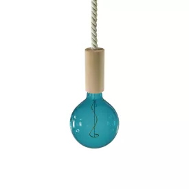   Suspended lamp XL with marine rope and wooden details - Made in Italy - Bulb included