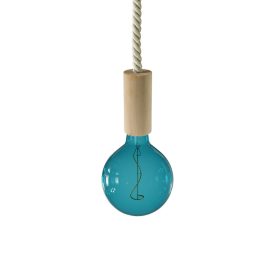   Suspended lamp XL with marine rope and wooden details - Made in Italy - Bulb included