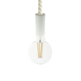   Suspended lamp 2XL with 24 mm marine rope, painted wood details - Made in Italy - Bulb included