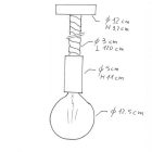 3XL Pendant lamp with 30 mm marine cord and painted wood details - Made in Italy - Bulb included