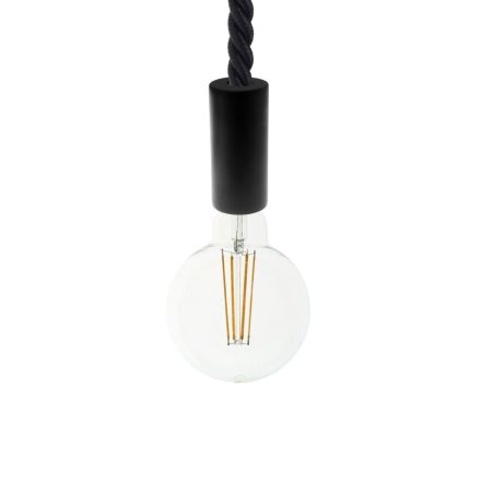 Suspended lamp 2XL with 24 mm marine rope, painted wood details - Made in Italy - Bulb included