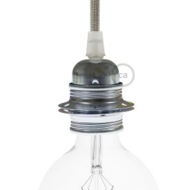   E27 metal lamp holder set with double ring nut for lampshades