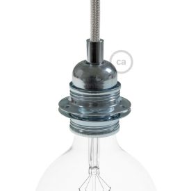   E27 metal lamp holder set with double ring nut for lampshades