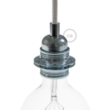  E27 metal lamp holder set with double ring nut for lamp shade