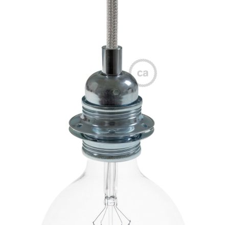 E27 metal lamp holder set with double ring nut for lampshades