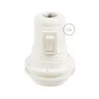 Double-sleeve, thermoplastic E27 lamp socket set for lampshades with switch