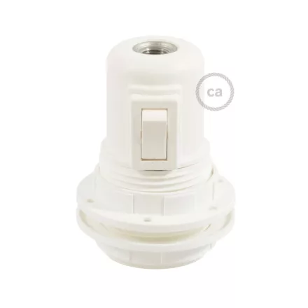 Double-sleeve, thermoplastic E27 lamp socket set for lampshades with switch