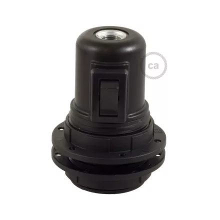 Double-sleeve, thermoplastic E27 lamp socket set for lampshades with switch