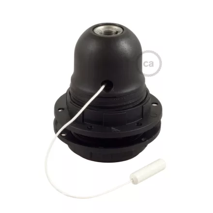 Double sleeve, thermoplastic E27 lamp holder set for lampshades, with pull switch