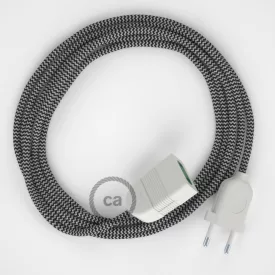    Black ZigZag Rayon fabric RZ04 2P 10A Extension cable Made in Italy