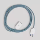 Electrical extension cable, ocean blue cotton cable 2P 10A, made in Italy