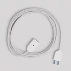 Textile extension cable, bright white, 2P 10A, made in Italy