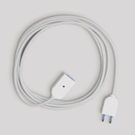 Textile extension cable, bright white, 2P 10A, made in Italy