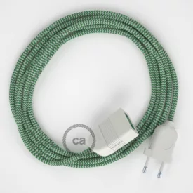    Green ZigZag Rayon fabric RZ06 2P 10A Extension cable Made in Italy