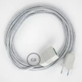    Sparkly White Rayon fabric RL01 2P 10A Extension cable Made in Italy