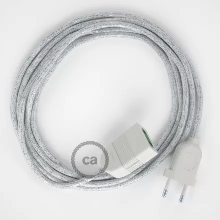  Sparkly White Rayon fabric RL01 2P 10A Extension cable Made in Italy