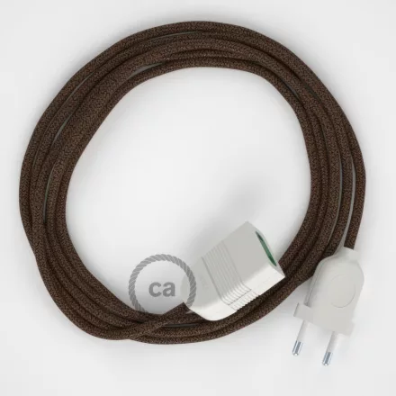  Shiny brown rayon fabric RL13 2P 10A Extension cable Made in Italy