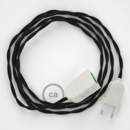  Black cotton fabric TC04 2P 10A extension cable Made in Italy
