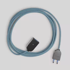   Electrical extension cable, ocean blue cotton cable 2P 10A, made in Italy