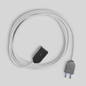 Textile extension cable, bright white, 2P 10A, made in Italy