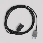 Electrical extension cable with black textile cable 2P 10A, made in Italy