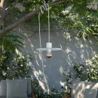 Snake Modulair mini Ellepì with flat lampshade, portable outdoor lamp, IP65 waterproof lamp holder and plug