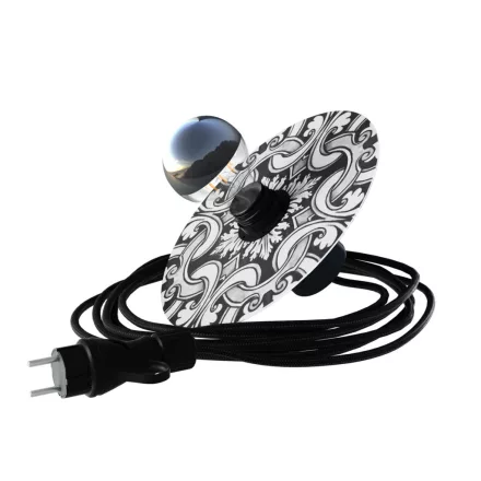 Snake Modulair mini Ellepì with flat lampshade, portable outdoor lamp, IP65 waterproof lamp holder and plug