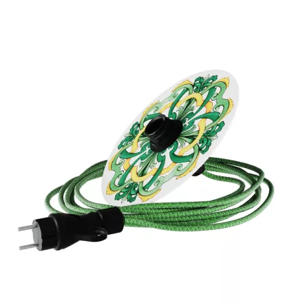 Snake Modulair mini Ellepì with flat lampshade, portable outdoor lamp, IP65 waterproof lamp holder and plug