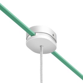   Oval wooden cover with 1 central and 2 side openings for the string light cable and the Filé system. Made in Italy.