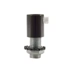  Cylindrical metal cable clamp with rod, nut and washer, black pearl