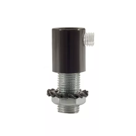  Cylindrical metal cable clamp with rod, nut and washer, black pearl