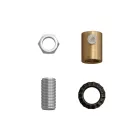  Cylindrical metal cable clamp with rod, nut and washer, polished bronze