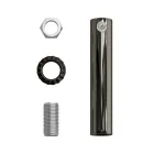 Cylindrical metal cable clamp, length 7 cm, with rod, nut and washer
