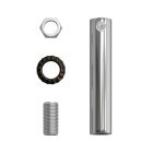 Cylindrical metal cable clamp, length 7 cm, with rod, nut and washer