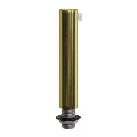 Cylindrical metal cable clamp, length 7 cm, with rod, nut and washer