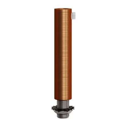 Cylindrical metal cable clamp, length 7 cm, with rod, nut and washer