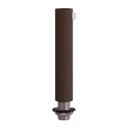 Cylindrical metal cable clamp, length 7 cm, with rod, nut and washer