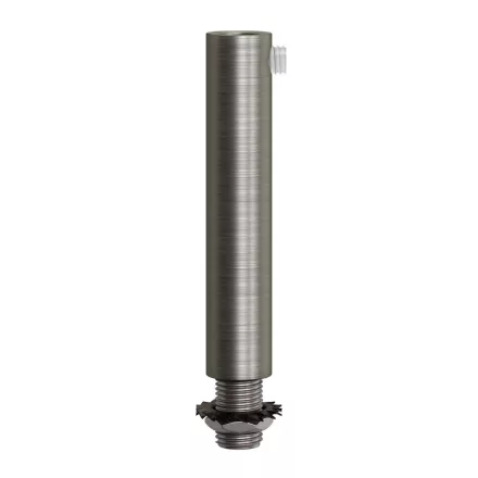 Cylindrical metal cable clamp, length 7 cm, with rod, nut and washer