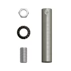 Cylindrical metal cable clamp, length 7 cm, with rod, nut and washer