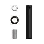Cylindrical metal cable clamp, length 7 cm, with rod, nut and washer