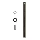Cylindrical metal cable clamp, length 15 cm, with rod, nut and washer