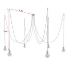 Multifunctional pendant lamp with 6 lights Made in Italy, with fabric cable and colored ceramic coating