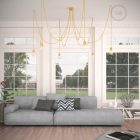 Multifunctional pendant lamp with 6 lights Made in Italy, with fabric cable and colored ceramic coating