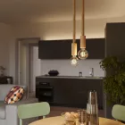  Various 2-drop pendant lamps with 2XL rope cable and wood coating