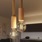  Various 2-drop pendant lamps with 2XL rope cable and wood coating