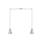 2-light pendant lamp with wooden conical lampshades