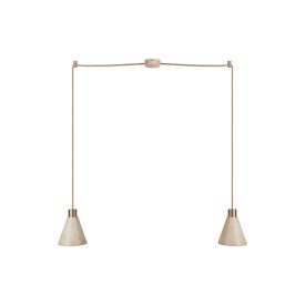 2-light pendant lamp with wooden conical lampshades