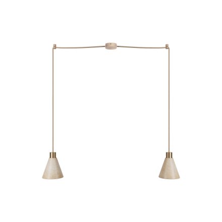 2-light pendant lamp with wooden conical lampshades