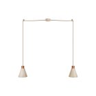 2-light pendant lamp with wooden conical lampshades